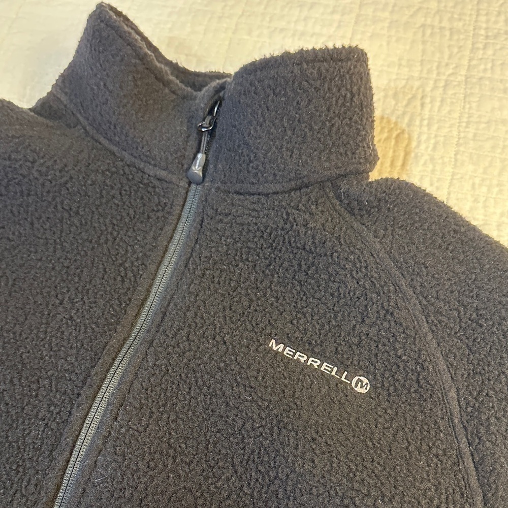 Merrell Black Sherpa Fleece Jacket Full Zip Teddy Pile Cozy Outdoor Men’s L - Picture 4 of 7